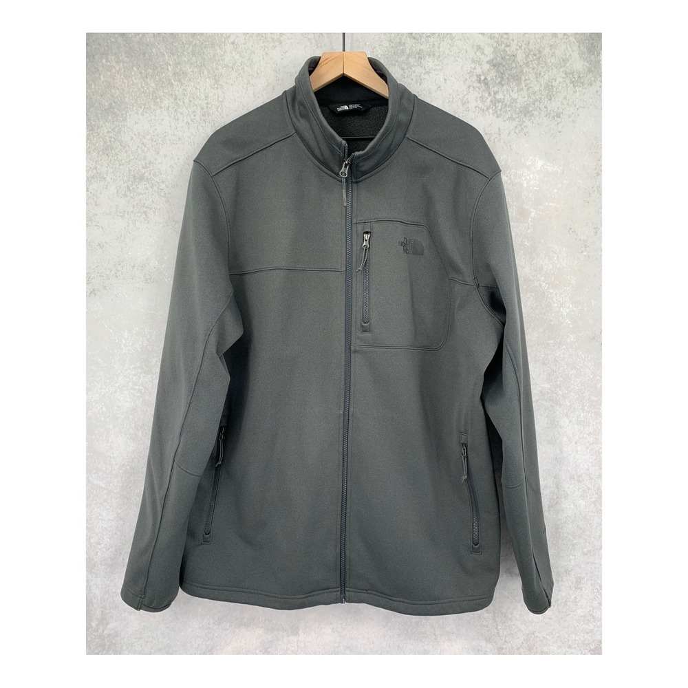 The North Face Softshell Jacket Mens XXL Gray WindWall Full Zip Fleece Lined
